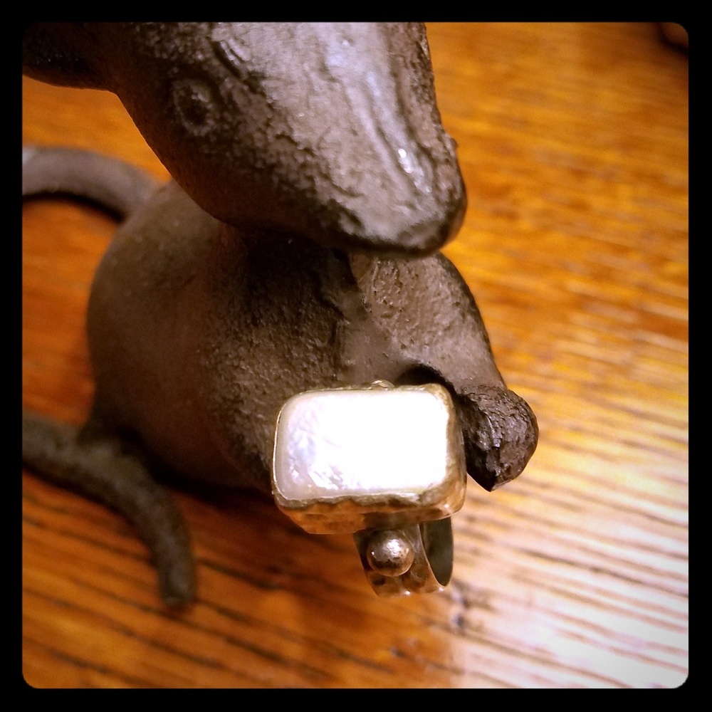 Artisan made sterling pearl ring